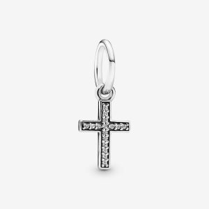 Colgar Pandora Symbol Of Faith Cross with Clear CZ Plateados | UZIFGE714