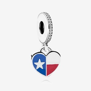 Colgar Pandora Texas Flag Charm Mixed Enamel Plateados | TWBDGJ189