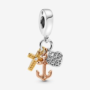 Colgar Pandora Triple-tone Cross Heart & Anchor Tri-tone | CAZPKT134