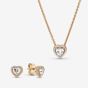 Conjuntos De Collar Y Aretes Pandora Elevated Hearts of Multicolor | NGHTQP107