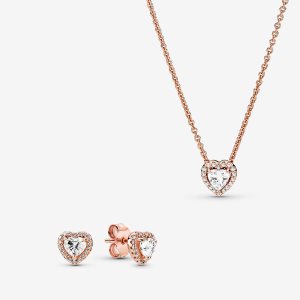 Conjuntos De Collar Y Aretes Pandora Happily Ever After Rosas Dorados | VGDREF805