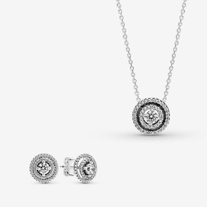 Conjuntos De Collar Y Aretes Pandora Something New Plateados | XUVSLN542