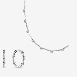 Conjuntos De Collar Y Aretes Pandora Sparkling Pave Bars Multicolor | WMOYBS720