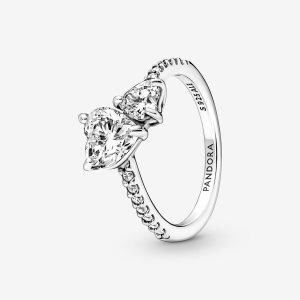 Corazón Pandora Double Sparkling Plateados | JSUIRW648