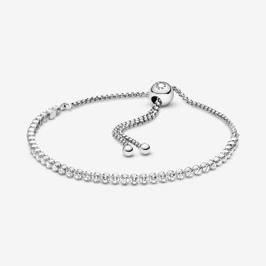 Corredizo Pandora Sparkling Slider Tenis Plateados | NFXOUB360