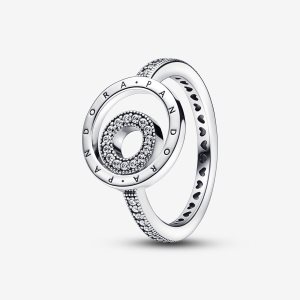 Declaración Pandora Signature Logo Circles Pave Plateados | IGFMHR375