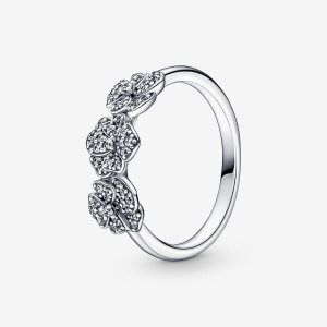 Declaración Pandora Triple Pansy Flower Plateados | EMUGRV196