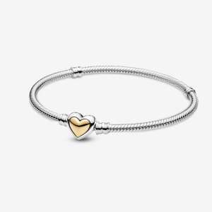 Encantos Pandora Domed Golden Clasp Snake Two-tone | ZHXMNR873