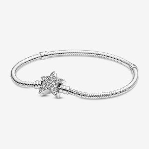 Encantos Pandora Moments Asymmetric Star Clasp Snake Plateados | RQGJDW109