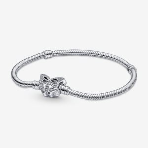 Encantos Pandora Moments Butterfly Clasp Snake Plateados | JBXDIR284