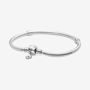 Encantos Pandora Moments Daisy Flower Clasp Snake Plateados | UAFINY254