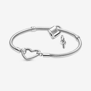 Encantos Pandora Moments Padlock & Gift Plateados | HPZTQW928