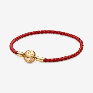 Encantos Pandora Moments Red Woven Dorados | NYRDWM163