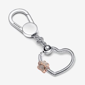 Encantos Pandora Sparkling Paw Print Keychain Multicolor | DQVFUY681