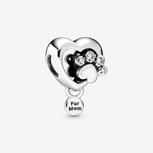 Encantos Pandora Sparkling Paw Print & Plateados | KBUTSN153