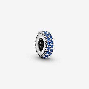 Espaciador Pandora Blue Sparkle Plateados | WNSJXP345