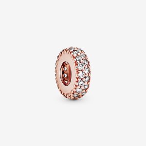 Espaciador Pandora Clear Sparkle Rosas Dorados | LYWNAM940