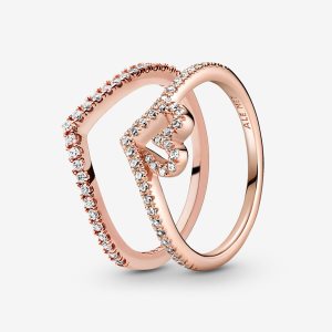 Juegos De Anillos Pandora Full of Love Sparkle Wishbone Multicolor | ZUHOXA408