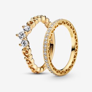 Juegos De Anillos Pandora Regal Golden Tiara Multicolor | SKPXFE789