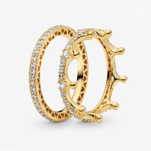 Juegos De Anillos Pandora Sparkling Queen Crown Stacking Multicolor | RFUGAO435