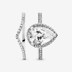 Meñique Pandora Teardrop Wishbone Stacking Multicolor | IKOHRD946