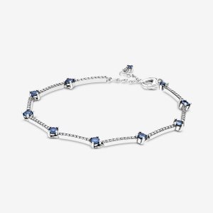 Non-Charms Pandora Sparkling Pave Bars Plateados | NXLBVW812