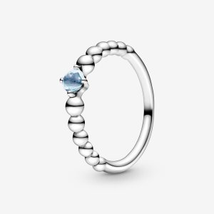 Piedra Del Zodíaco Pandora March Aqua Blue Beaded Plateados | AMXPTD036