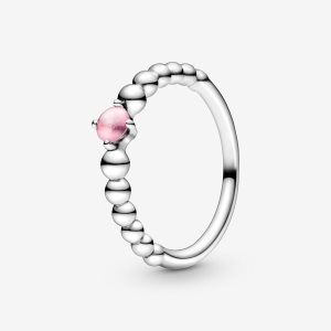 Piedra Del Zodíaco Pandora October Petal Pink Beaded Plateados | XFUKTJ648
