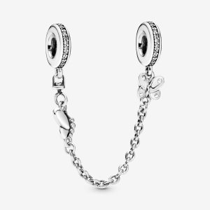 Safety Pandora Decorative Butterflies Plateados | TOHPCY250