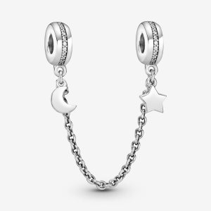 Safety Pandora Half Moon Star Plateados | MRWBVN068
