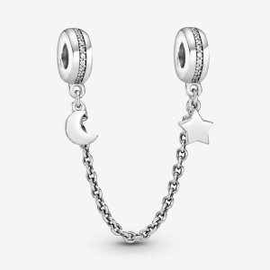 Safety Pandora Half Moon Star Plateados | QDIXTF150