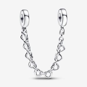 Safety Pandora Linked Hearts Plateados | EDKHLT438