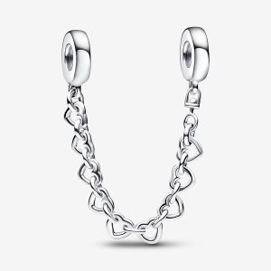 Safety Pandora Linked Hearts Plateados | XNOKGR608