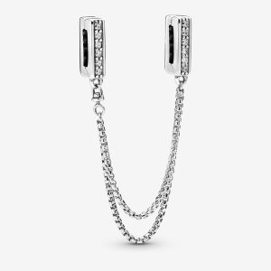 Safety Pandora Reflexions Sparkling Clip Plateados | EFVKWC297