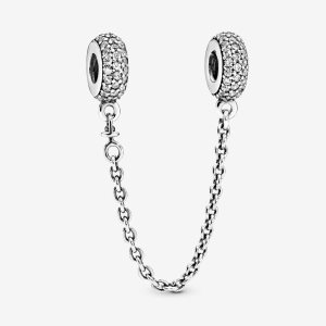 Safety Pandora Sparkling Pave Plateados | QTEGLM835