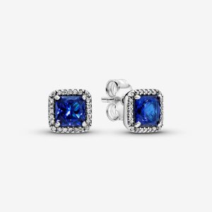 Semental Pandora Blue Square Sparkle Plateados | WSYLMC680