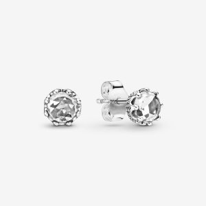 Semental Pandora Clear Sparkling Crown Plateados | BXTGFL236