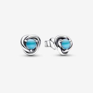 Semental Pandora December Turquoise Blue Eternity Circle Plateados | GXECDL592