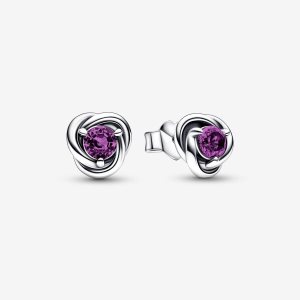 Semental Pandora February Purple Eternity Circle Plateados | ZXLSEC075