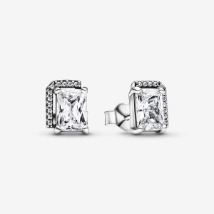 Semental Pandora Rectangular Sparkling Plateados | TKLBEM173