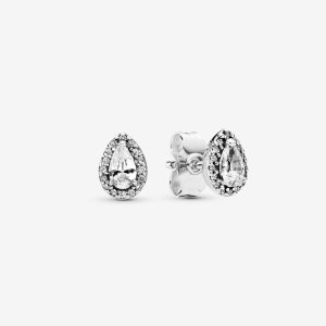 Semental Pandora Sparkling Teardrop Plateados | UENLQR562