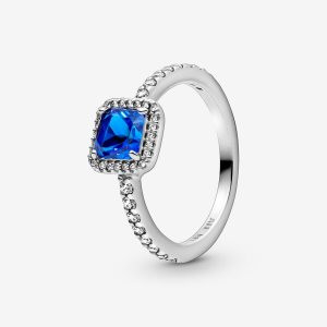 Solitario Pandora Blue Square Sparkle Plateados | MILPCH783