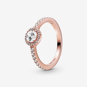 Solitario Pandora Classic Sparkle Rosas Dorados | FOVXPN948