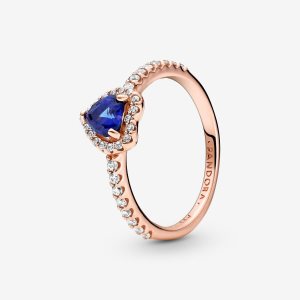 Solitario Pandora Sparkling Blue Elevated Rosas Dorados | GQOPSJ123
