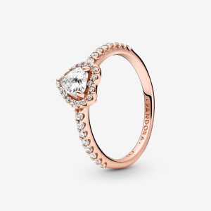 Solitario Pandora Sparkling Elevated Rosas Dorados | OTKJVE197