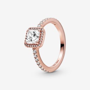 Solitario Pandora Square Sparkle Rosas Dorados | CSAHTN216