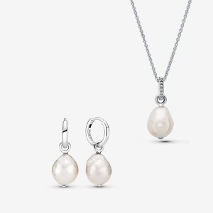 Soltar Pandora Freshwater Cultured Baroque Pearl Plateados | JBXFWU104